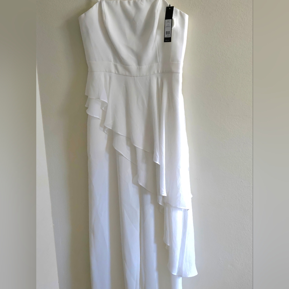 Elegant White Ruffled Halter Pant Jumper